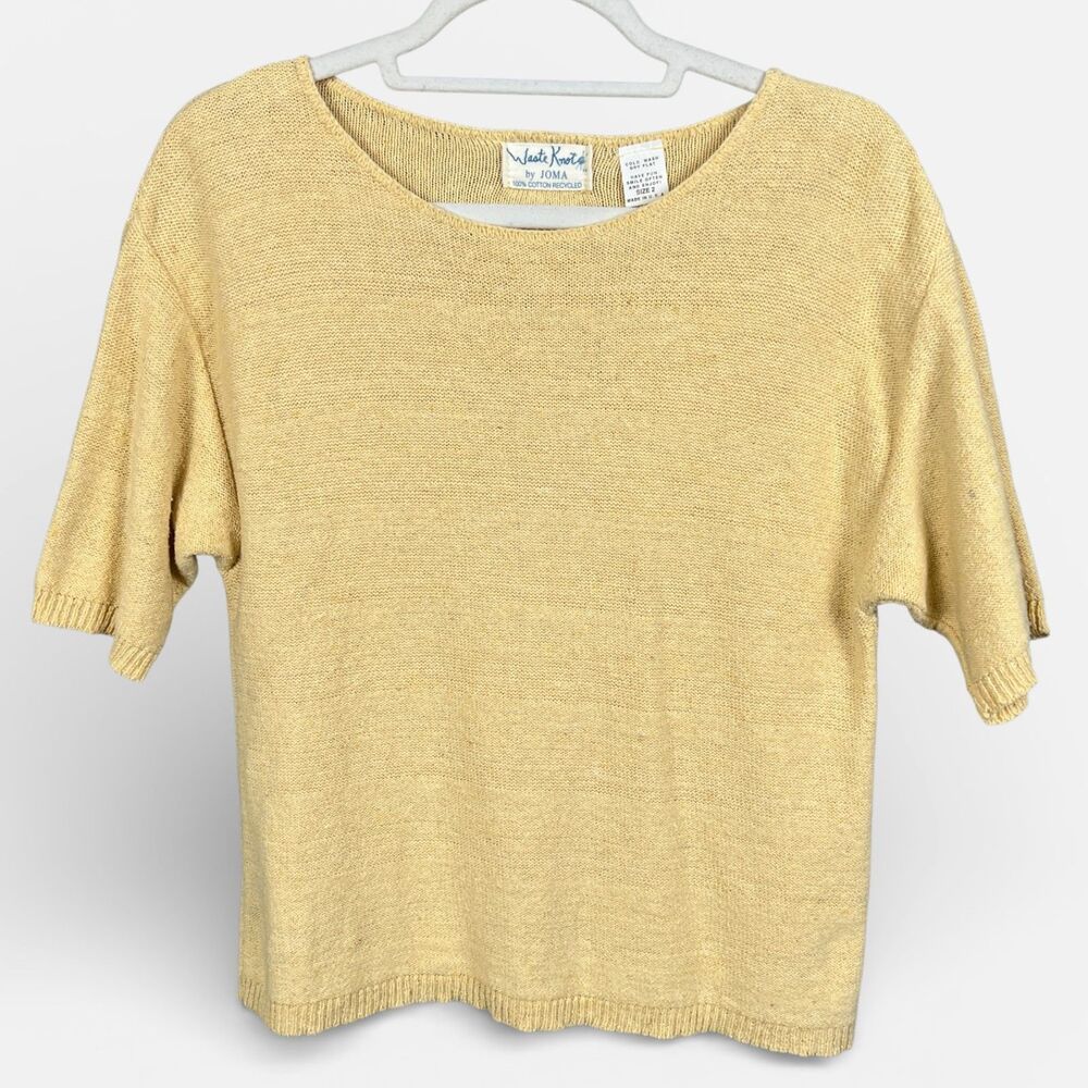 Waste Knot by JOMA Yellow Short Sleeve Cotton Knit Top Size 2